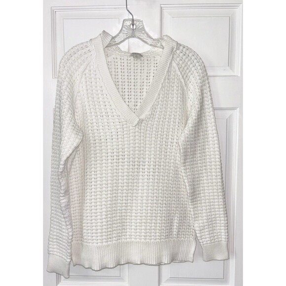 Sundance Tops - Sundance White Cotton Open Weave Pullover Hoodie Oversized Small